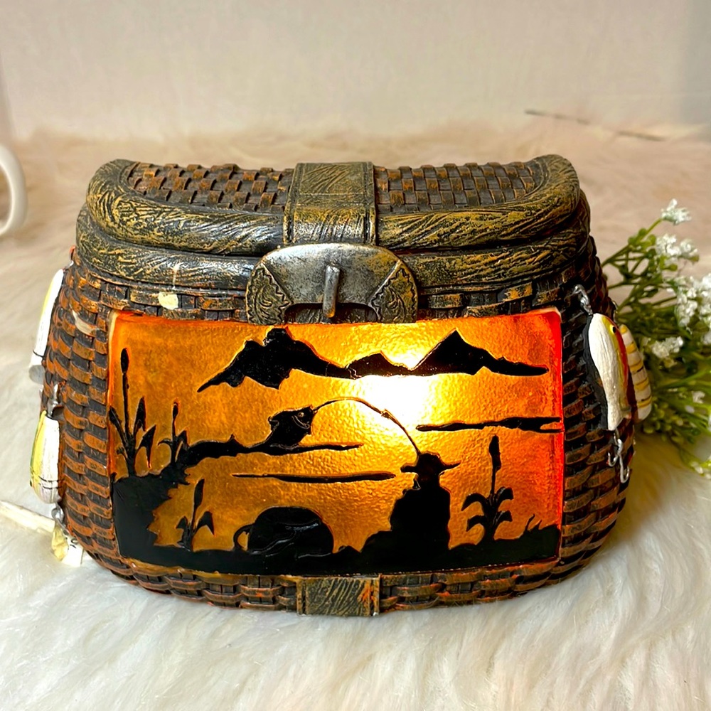 Red Shed Fishing Basket Resin Night Light Cover